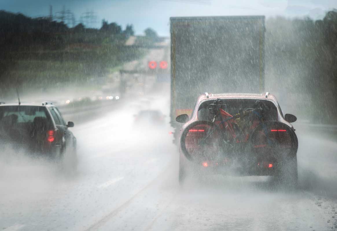 heavy rain on highway