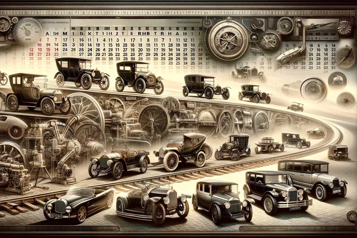 collage of historical cars