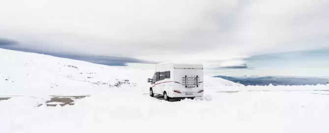 motorhome in snow