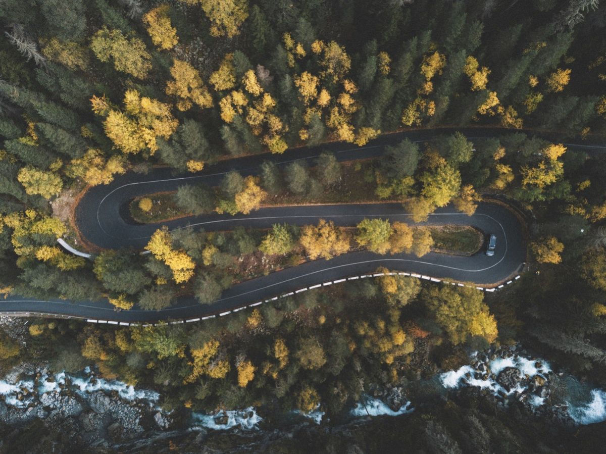 fall road driving coast