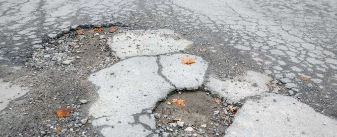 pothole on asphalt