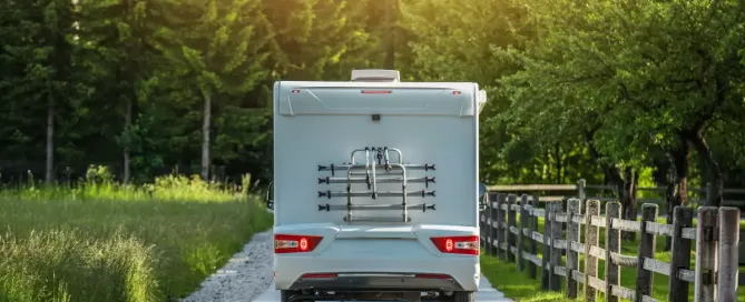 backside of RV on country road in sonoma county