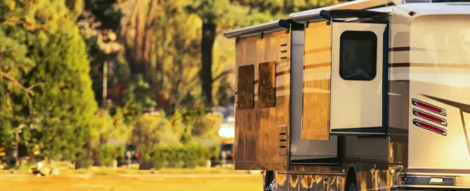camping in RV with slide out open