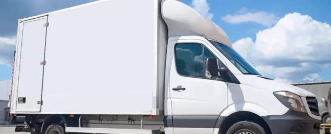 commercial panel truck in parking lot